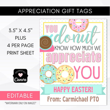 Teacher appreciation Easter tags